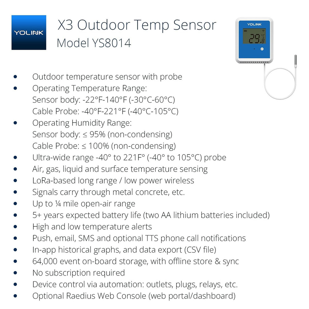 Smart X3 Version Outdoor Temperature Data Logger with Probe, Thermometer, 1/4 Mi