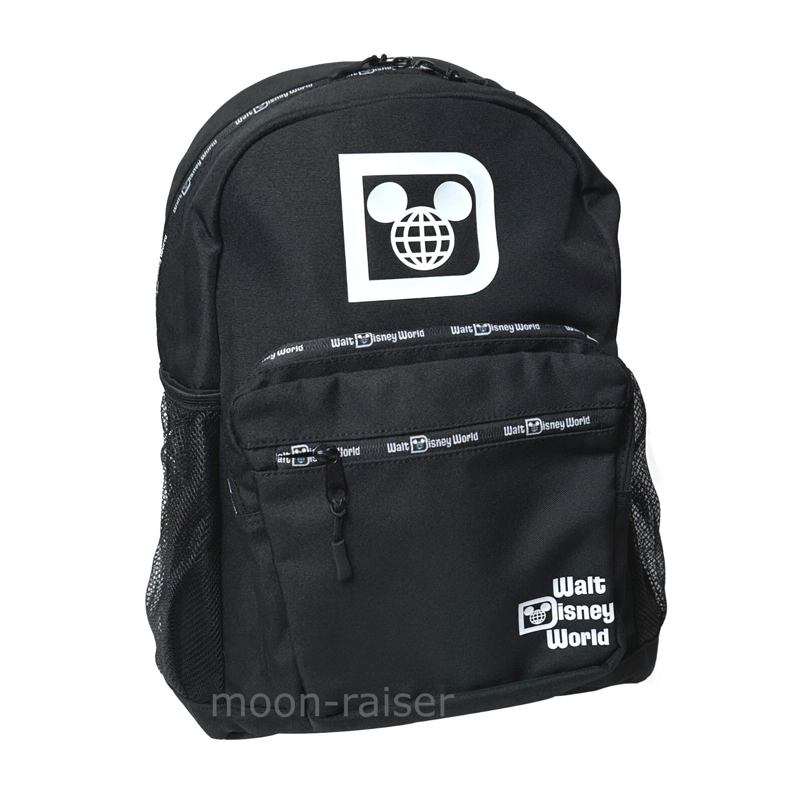 Disney Parks Walt Disney World Logo Backpack Large 17" Black Shoulder Bag