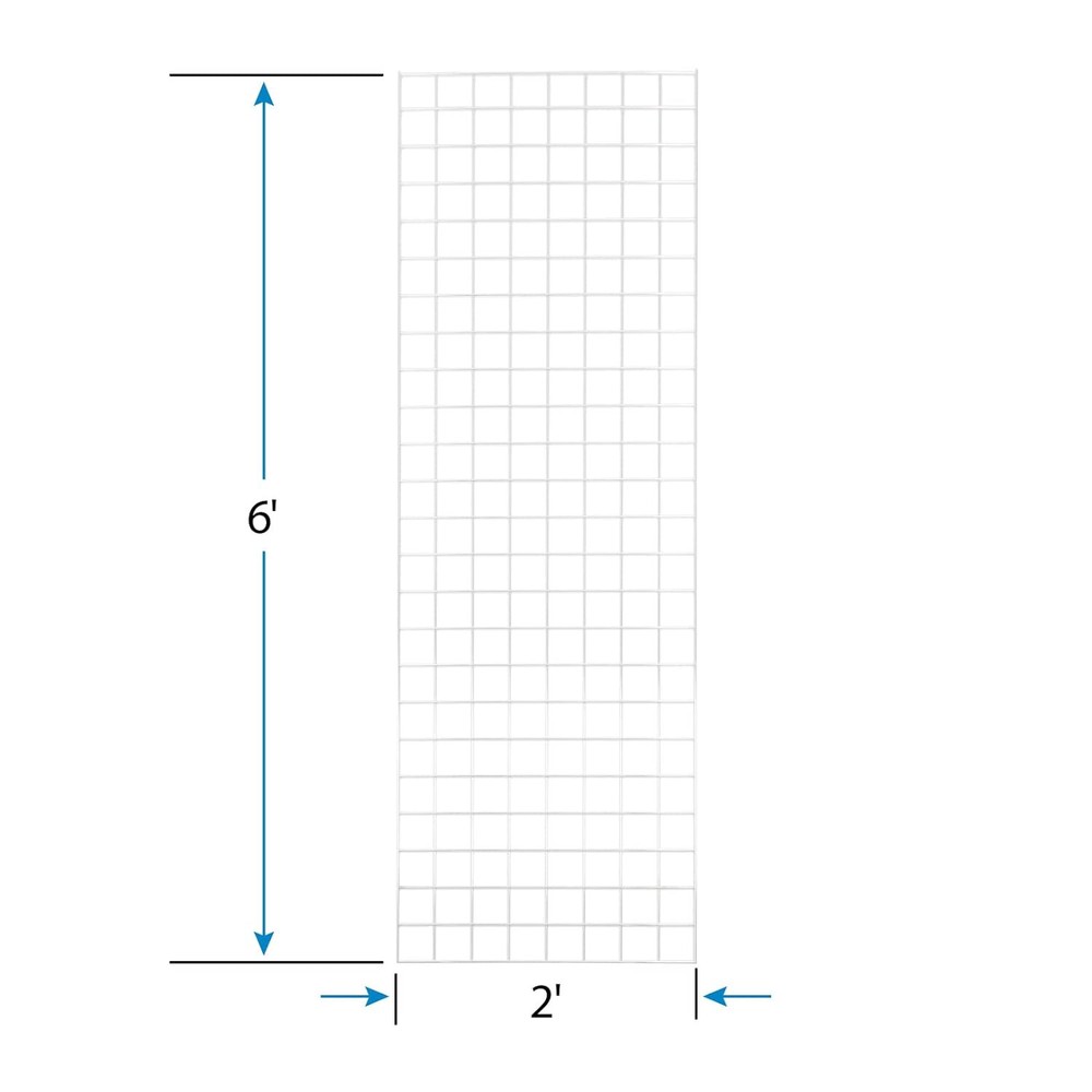Wire Grid Panel 2' x 6' Gridwall Display White Panel Steel Powder Coat