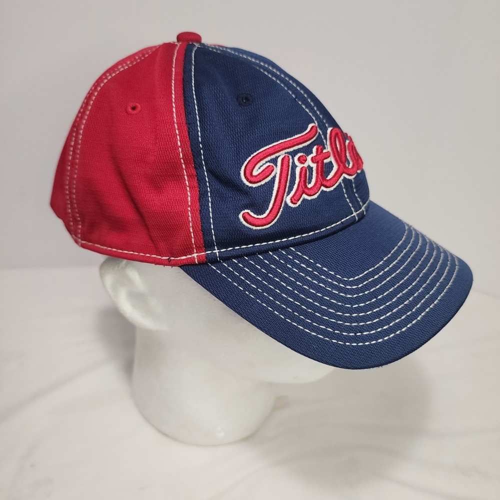 TITLEIST Golf Red/White/Blue Adjustable Strapback Sot-Top "Dad" Hat Cap EUC