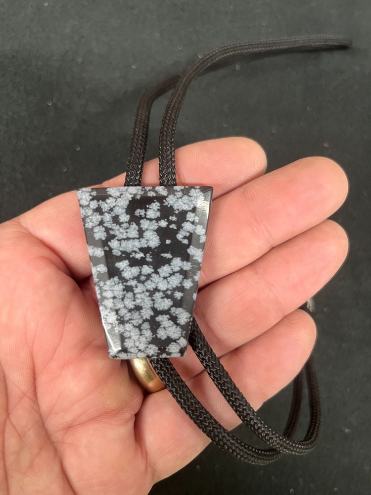 Snowflake Obsidian Western Bolo Tie