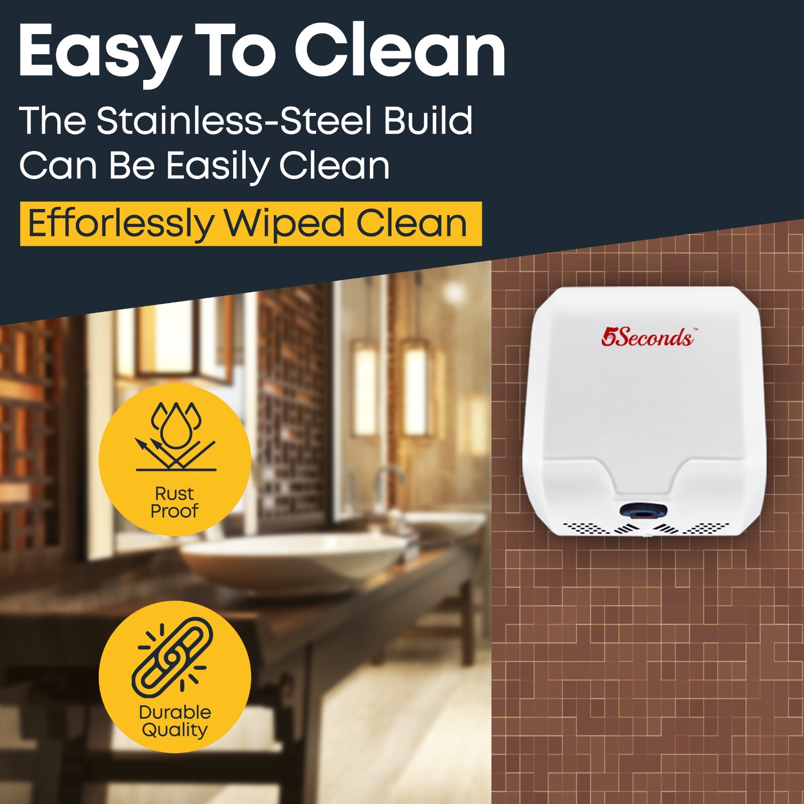 Electric Hand Dryers for Bathrooms Commercial in 1800W UL Listed - White