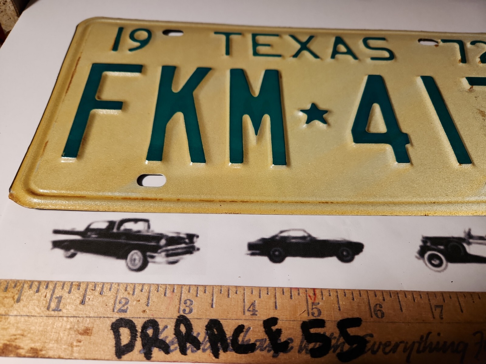 1972 72 Texas License Plate Pair SET VINTAGE ANTIQUE CLASSIC car FKM 417