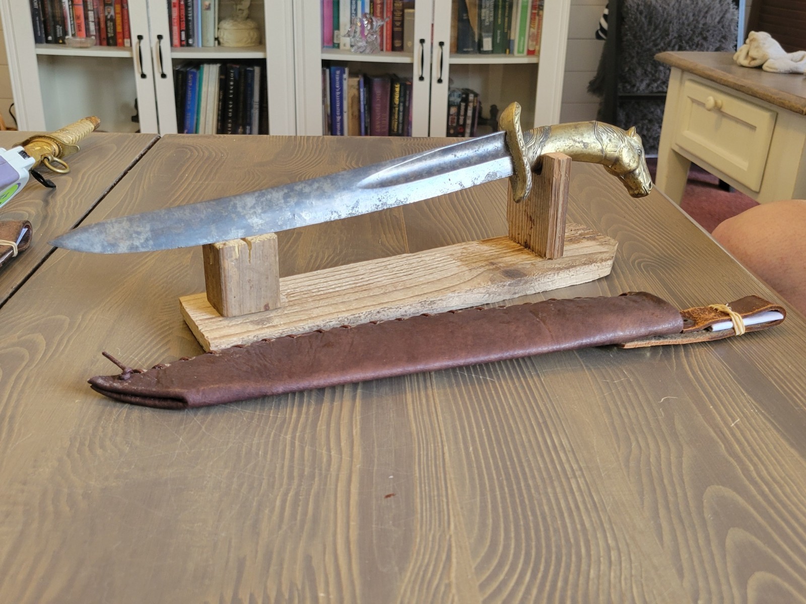 Custom Made Civil War Era Parts Brass Handle Fighting Knife  & Custom Sheath