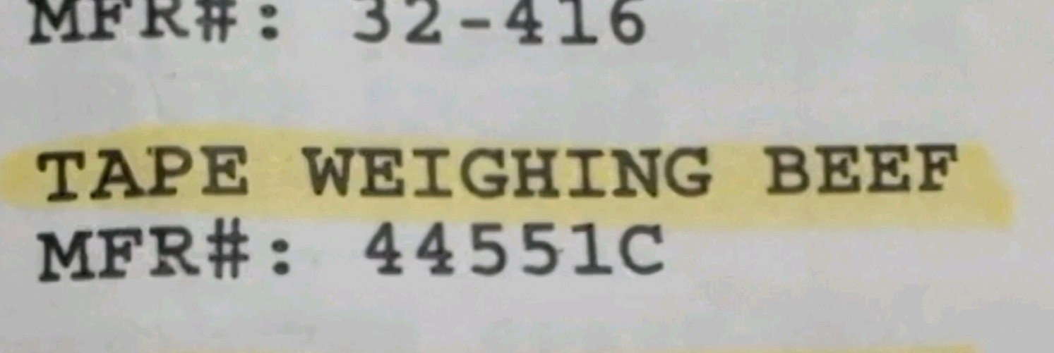 Beef Weigh Tape, Nasco 44551C, New (Older Packaging / No Outer Plastic Bag)
