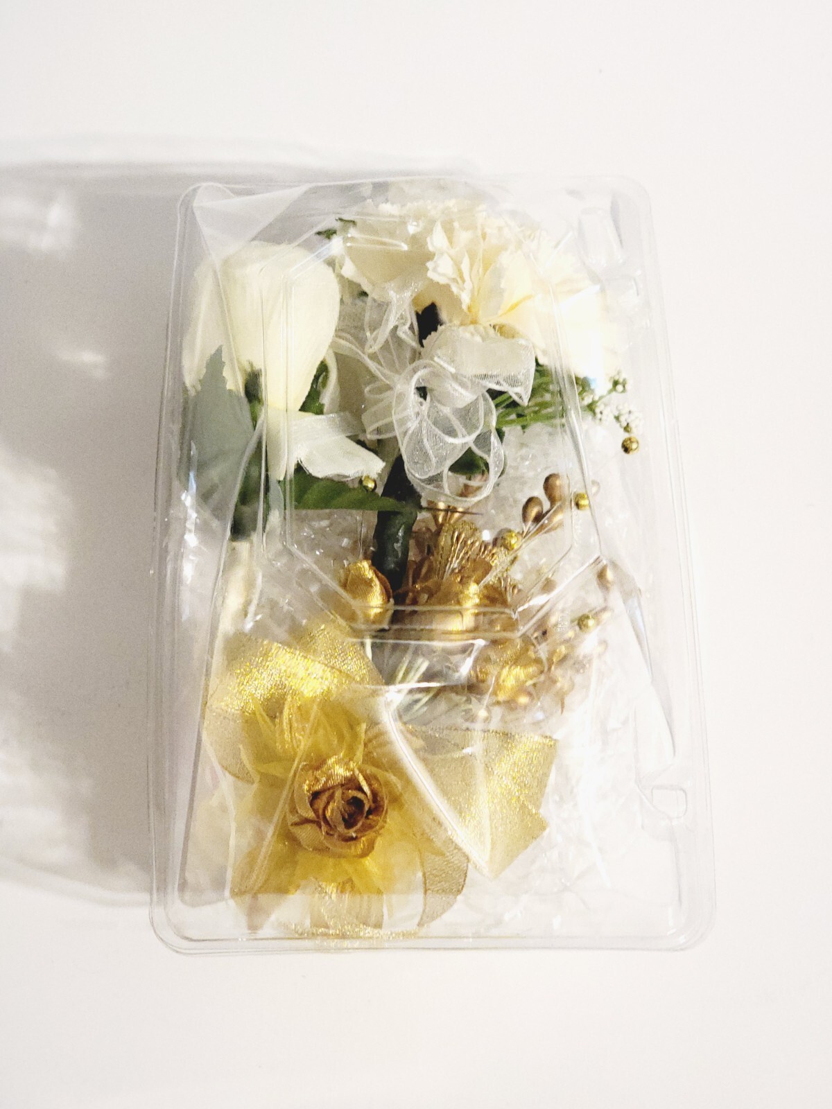 Set of 3 White or Gold Boutonniere For Wedding Prom, Artificial Flowers