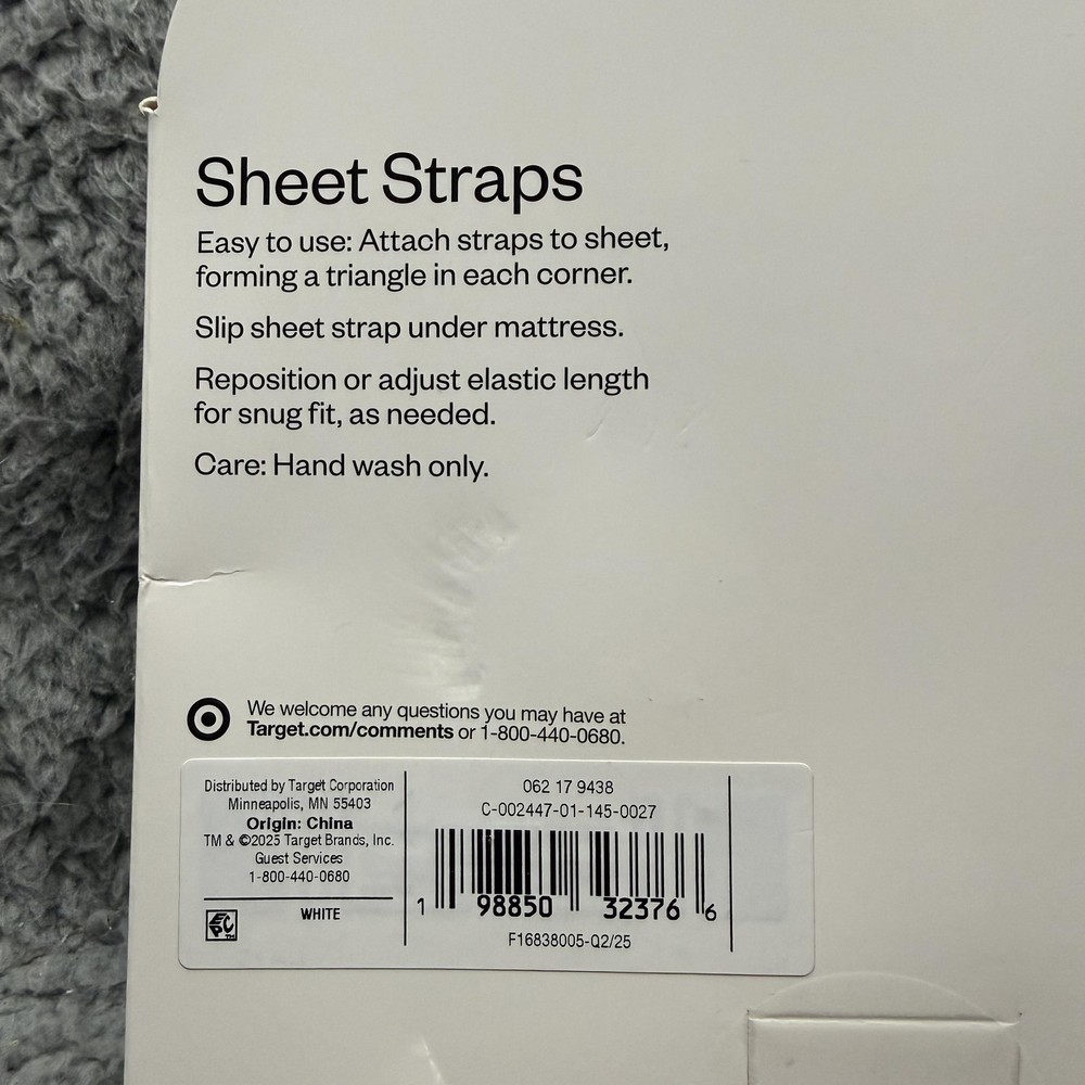 Room Essentials Sheet Straps 4 Count White Adjustable Elastic Sheet Grippers