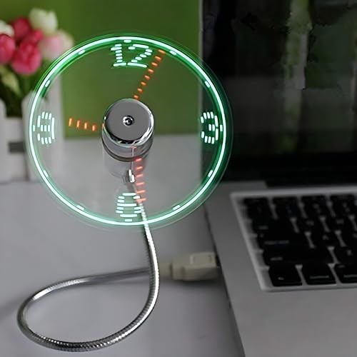 LED USB clock fan with real time display
