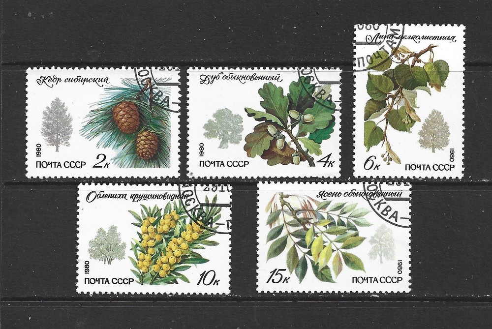 RUSSIA - 1980 TREES - SCOTT 4871 TO 4875 - USED