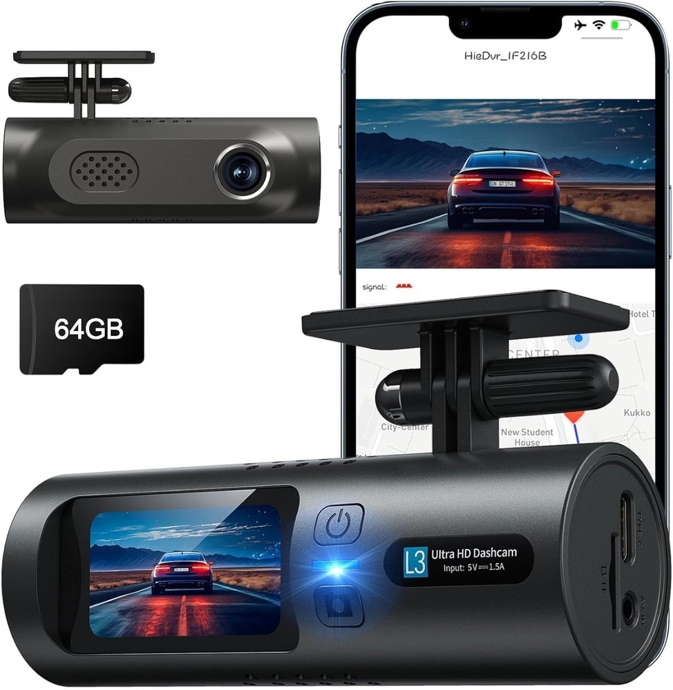 Wireless 2.5K Dash Cam with App Control & Night Vision Technology