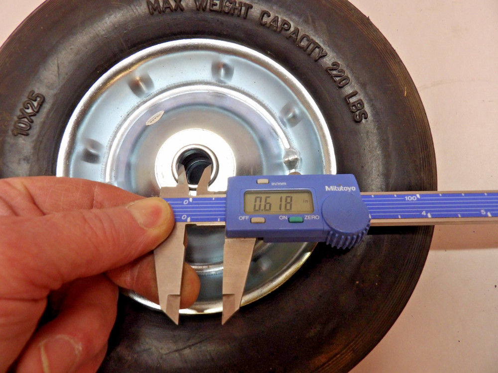 Quantity 1 Solid Rubber Wheel 10" x 2.5" 5/8" Bore 220 Pound Capacity