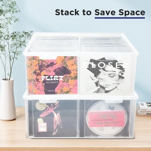 Plastic CD Storage Box, Store 40+ CDs, Clear DVD Storage Case
