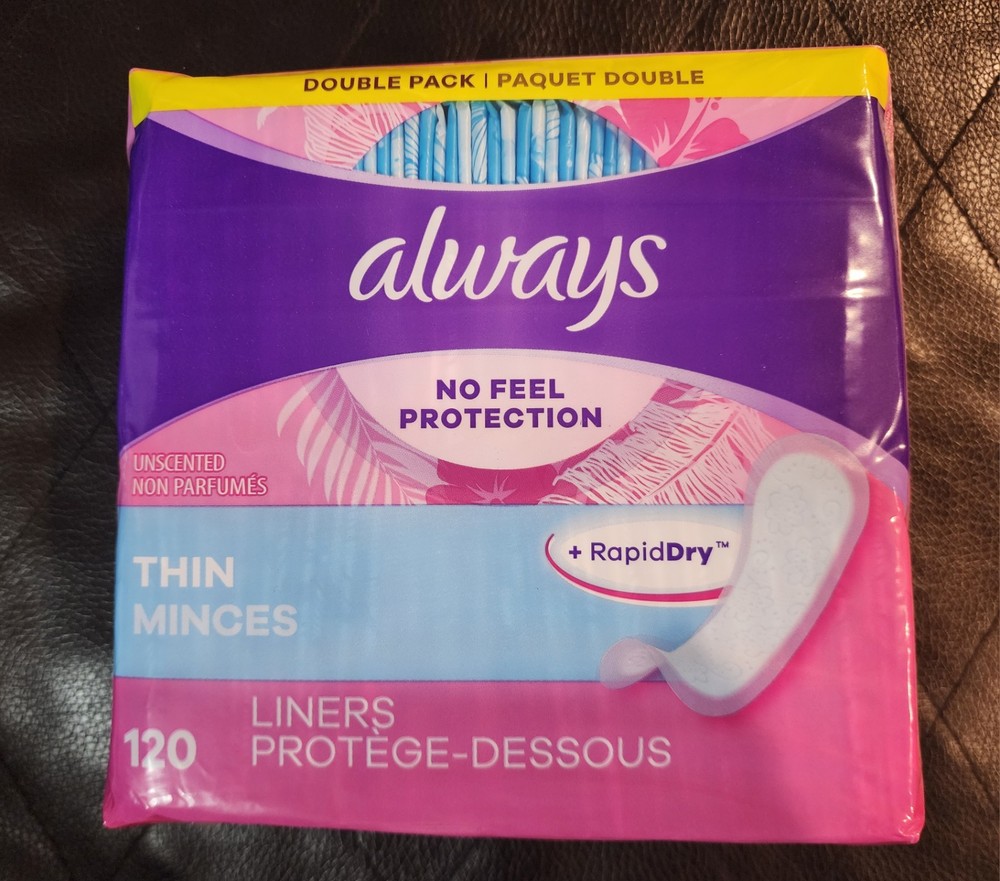 Always Regular Wrapped Thin Mince Unscented Pantiliners, 120 Pads