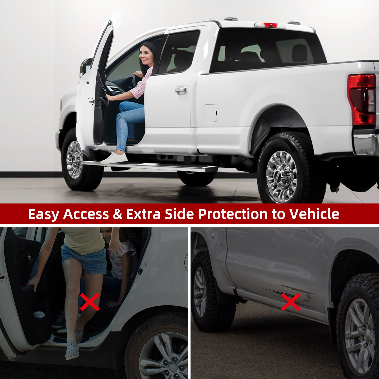 6" Running Boards for 07-18 Silverado Sierra 1500 2500HD Crew Cab Side Step Bars