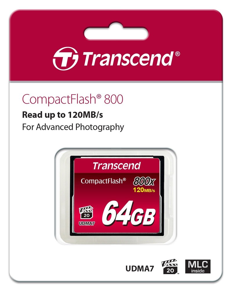 128GB Transcend 800X CompactFlash Memory Card 120MB/sec