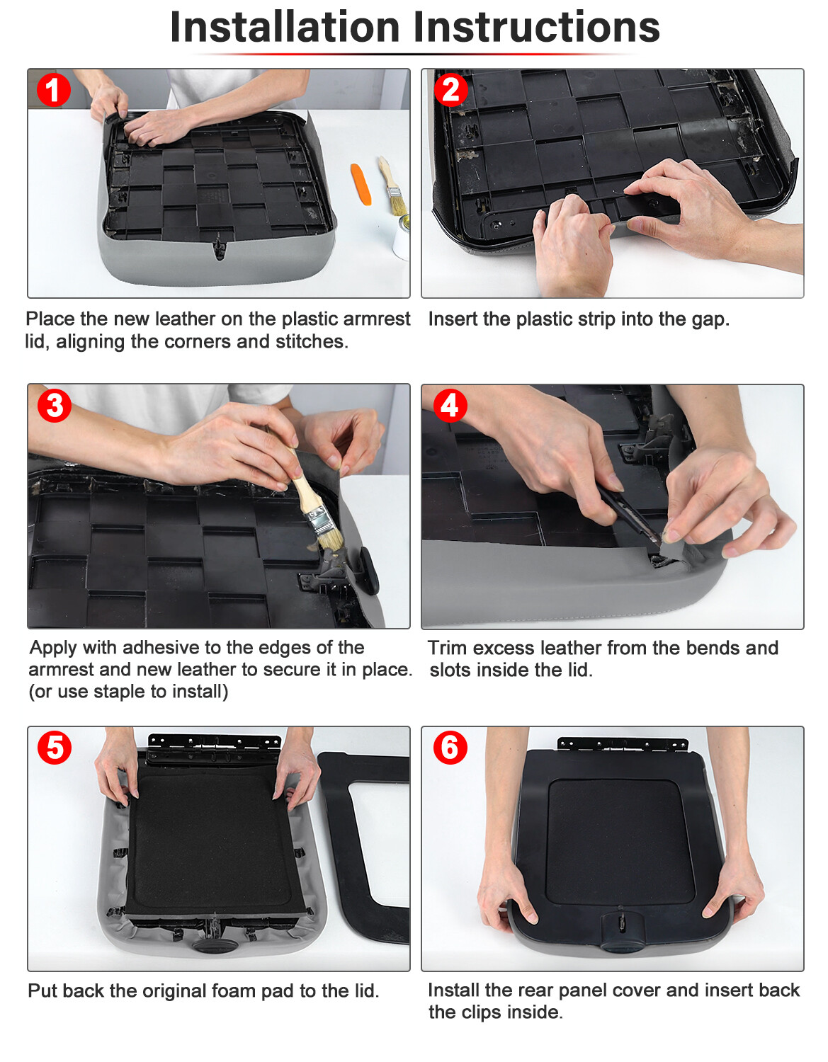 Fits 2002-2008 Dodge Ram 1500 2500 3500 Console Lid Armrest Cover Leather Gray