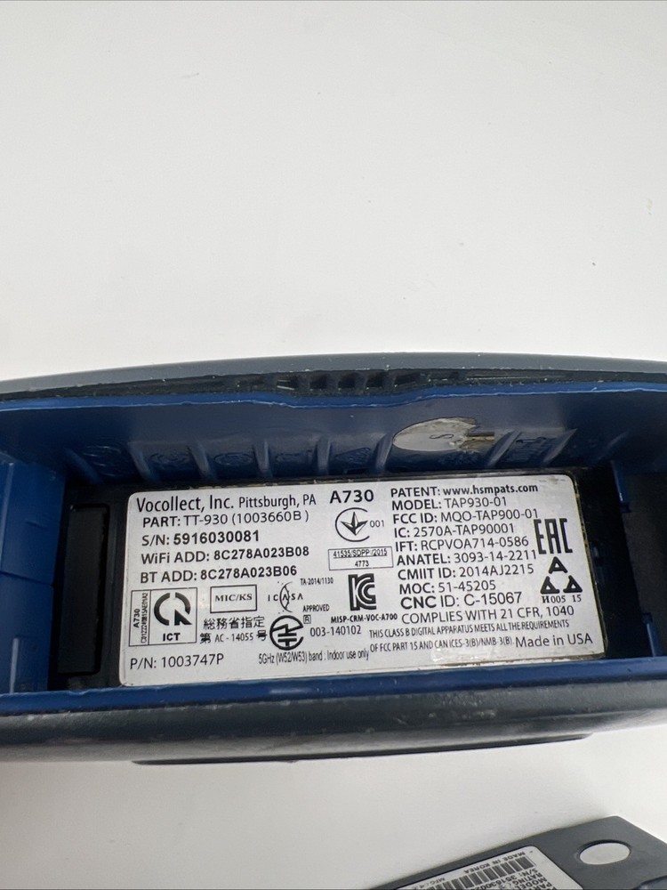 Vocollect A730 Talkman TT-930 with Battery