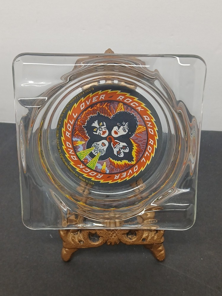 VTG Kiss Glass Ashtray Rock And Roll Over 2005 USA