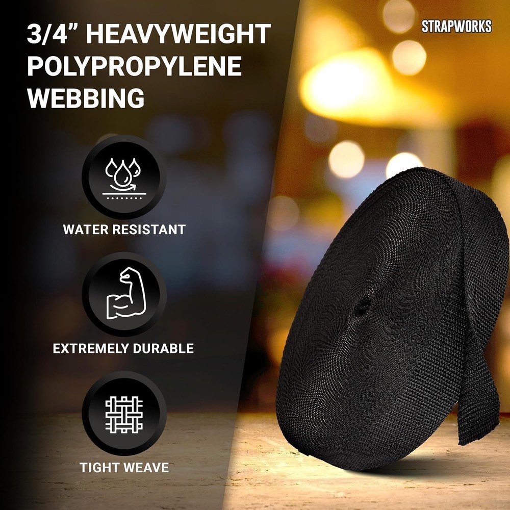 Strapworks Heavyweight Polypropylene Webbing - Heavy Duty Poly Strapping for ...