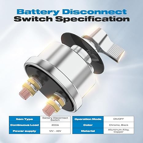 Battery Disconnect Switch, ON/Off 12-48V High Current 200A Master 200A Switch