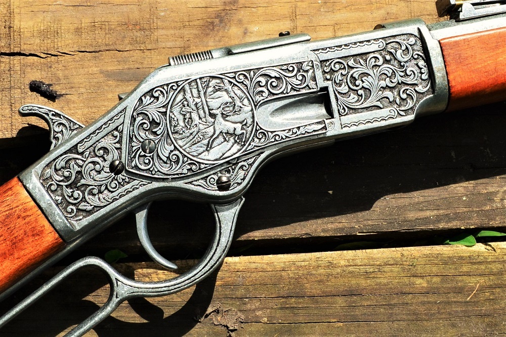 Winchester M1873 Engraved Lever Action Rifle - 1873 - Wild West - Denix Replica