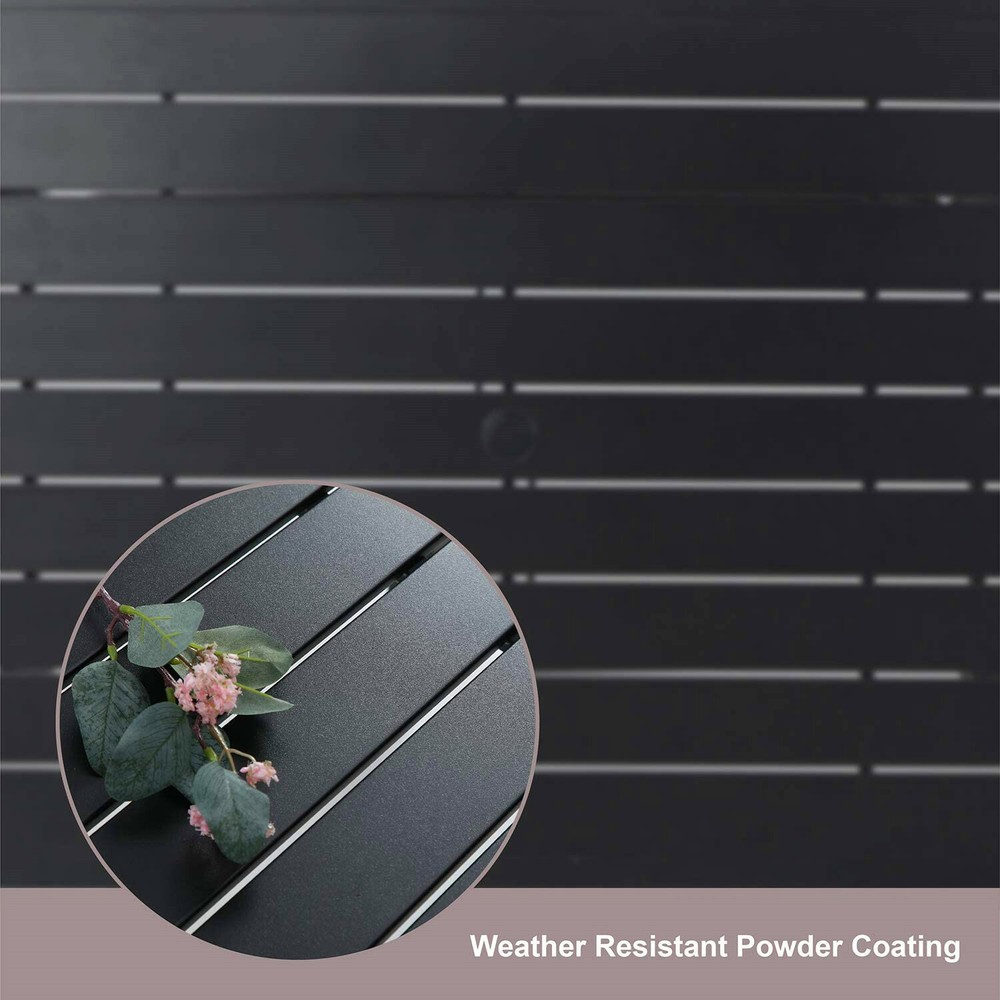 Outdoor Patio Dining Table with Umbrella Hole Rectangular Table Black