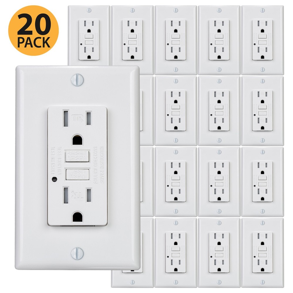 PROCURU 20-Pack GFCI 15A Tamper Resistant, Self Testing Receptacle Outlets