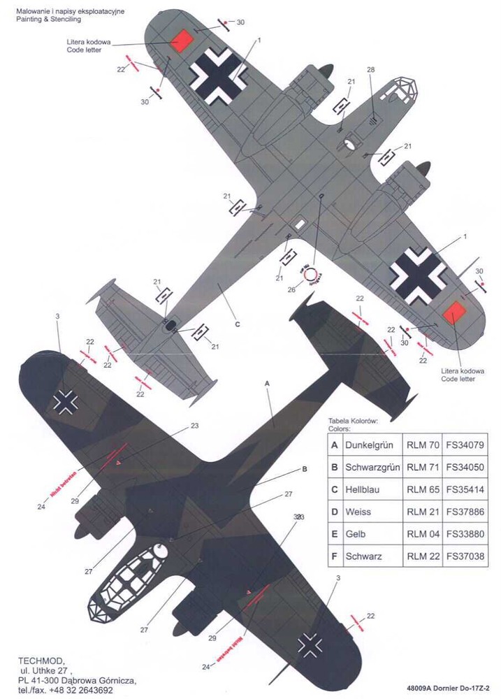 Techmod Decals 1/48 DORNIER Do-17Z German Bomber