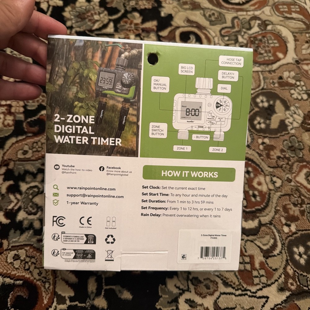 Rainpoint 2-Zone Digital Sprinkler Timer Hose Water Timer , MODEL #ITV201P