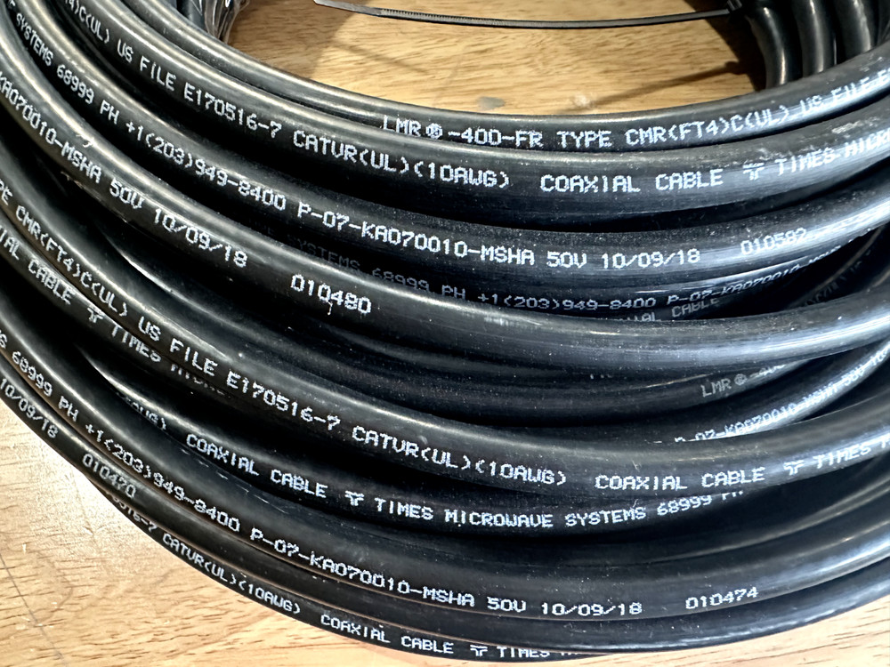 LMR-400-FR Fire Rated Low Loss Communications Coax Cable Black 120FT
