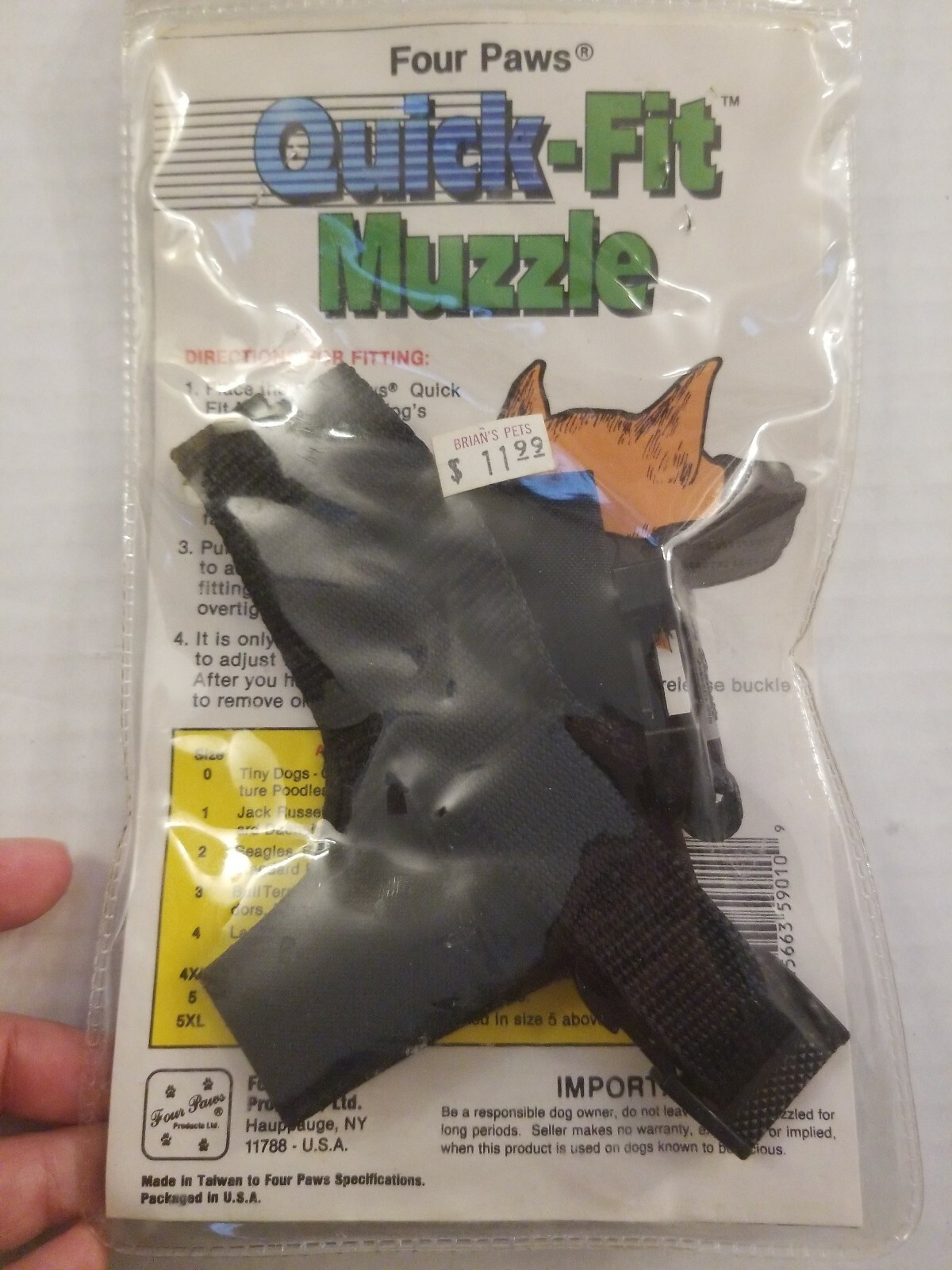 Four Paws Quick Fit Muzzle Size 1 Black Small Breeds NEW