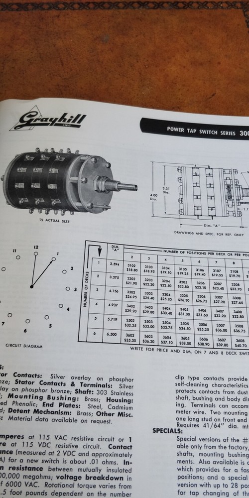 1958 Grayhill Inc ~ Catalog ~ Electronic components