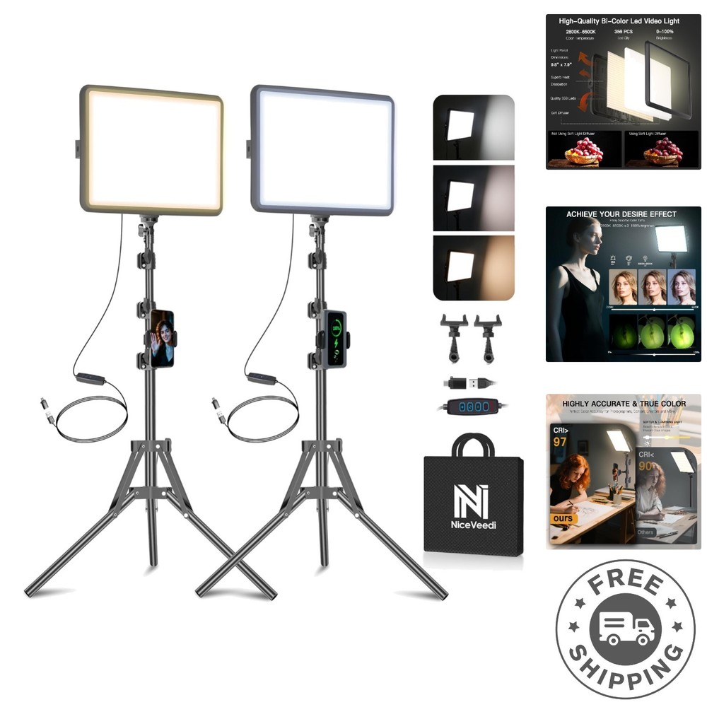 Portable 2-Pack LED Photography Light Kit - Dimmable & Adjustable for All Needs