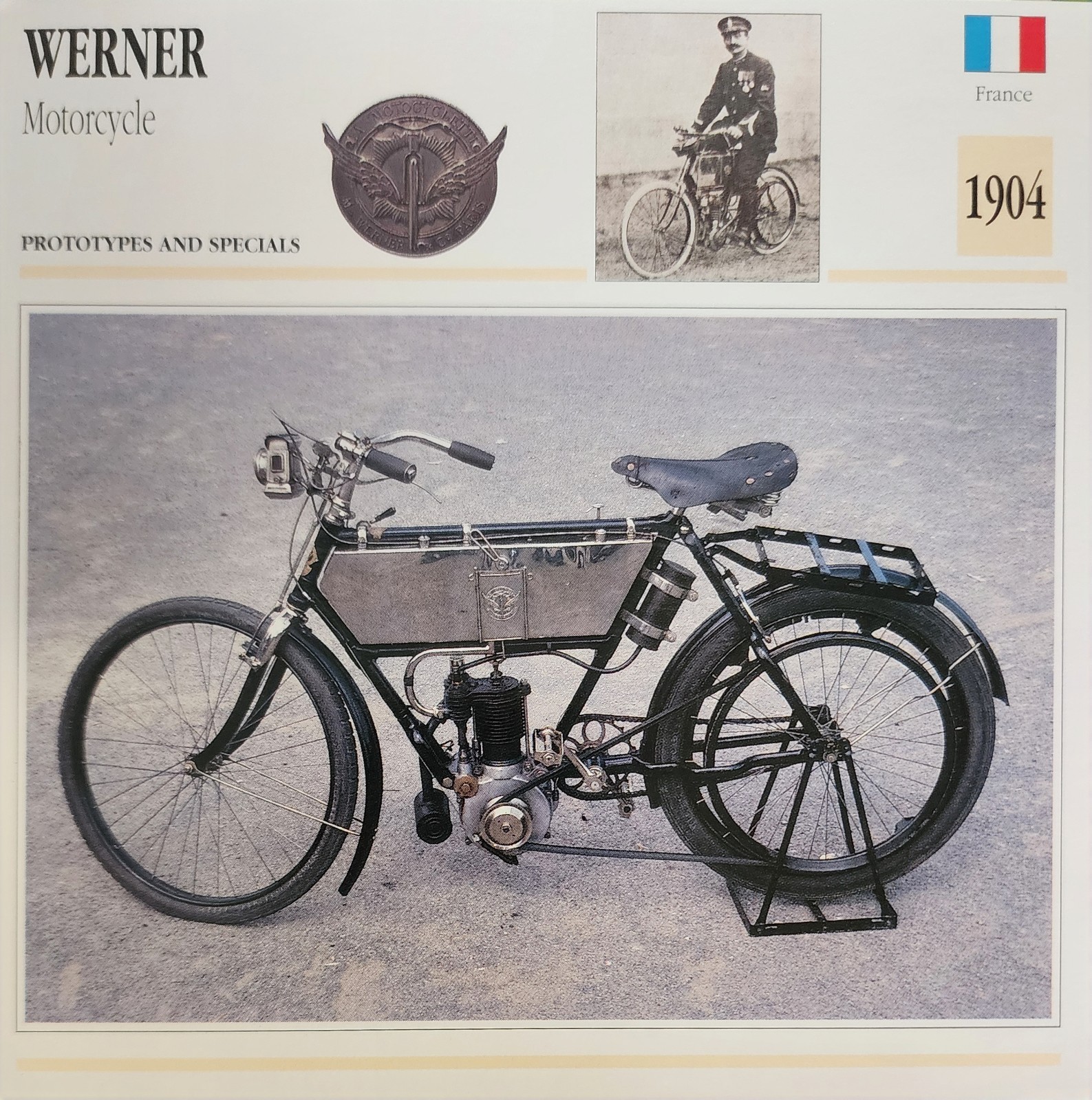 Werner Motorcycle Bike Picture Info Detail Vintage Collector Card Original