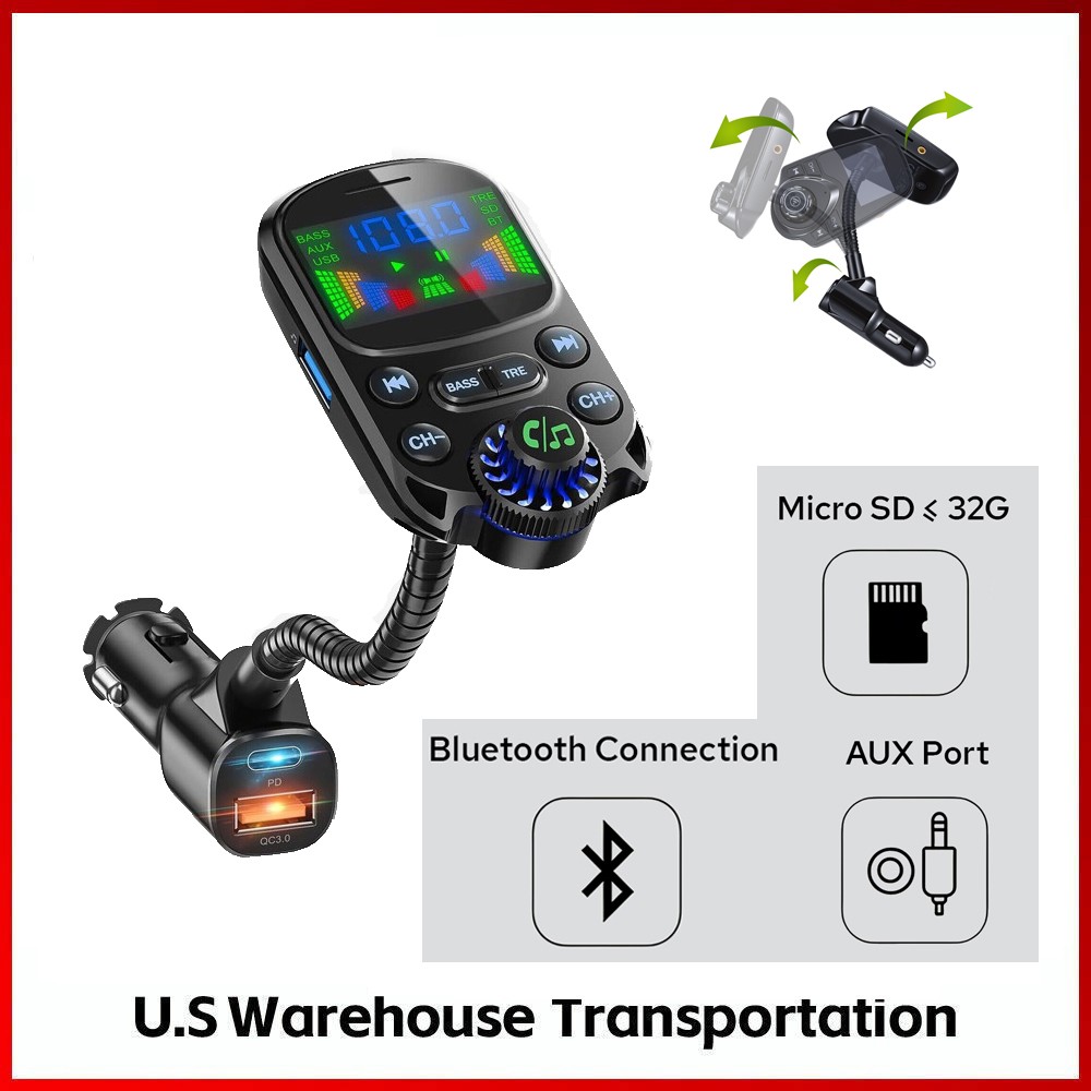 Car Bluetooth FM transmitter radio MP3 wireless adapter hands-free 3port charger