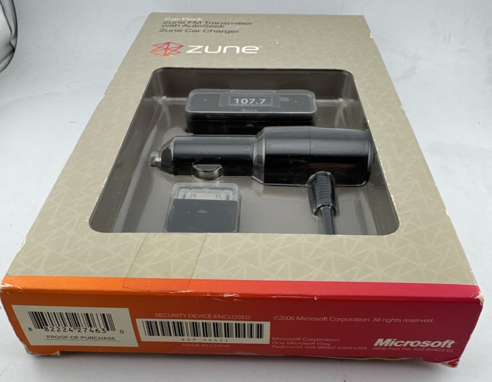 Microsoft Zune Car Pack FM transmitter - Brand New Factory Sealed