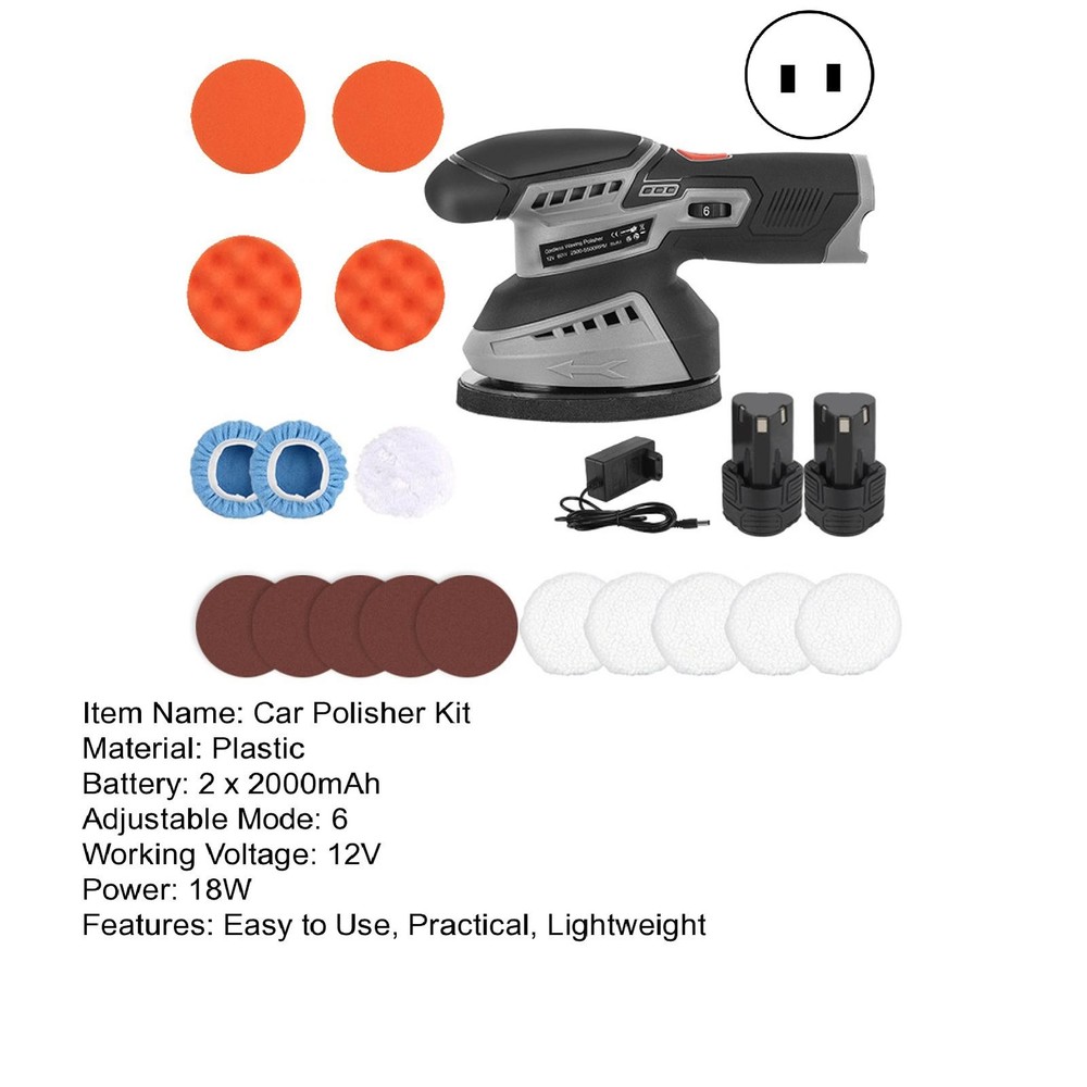 16Pcs/Set Cordless Car Buffer Polisher Kit 5250Rpm 6 Variable Speed Scratch
