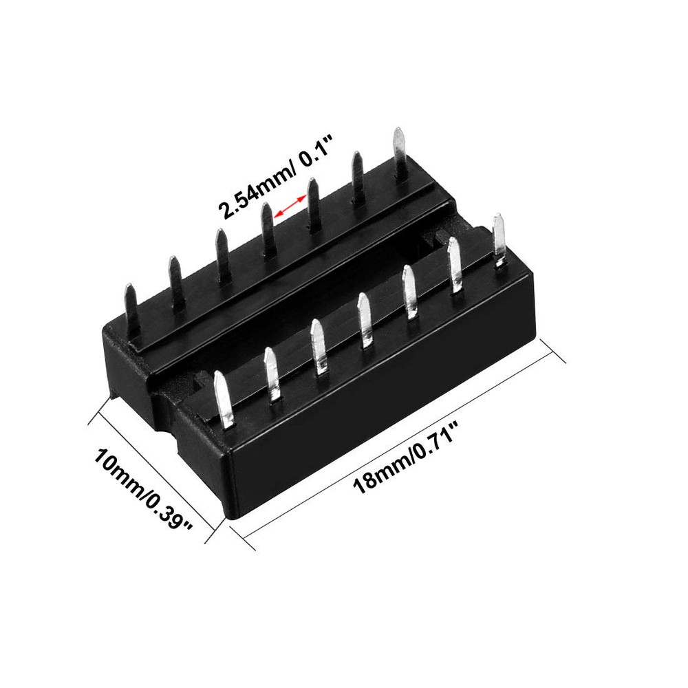 40 PCS 14 Pin DIP IC Socket 2.54mm Pitch PCB Solder Type