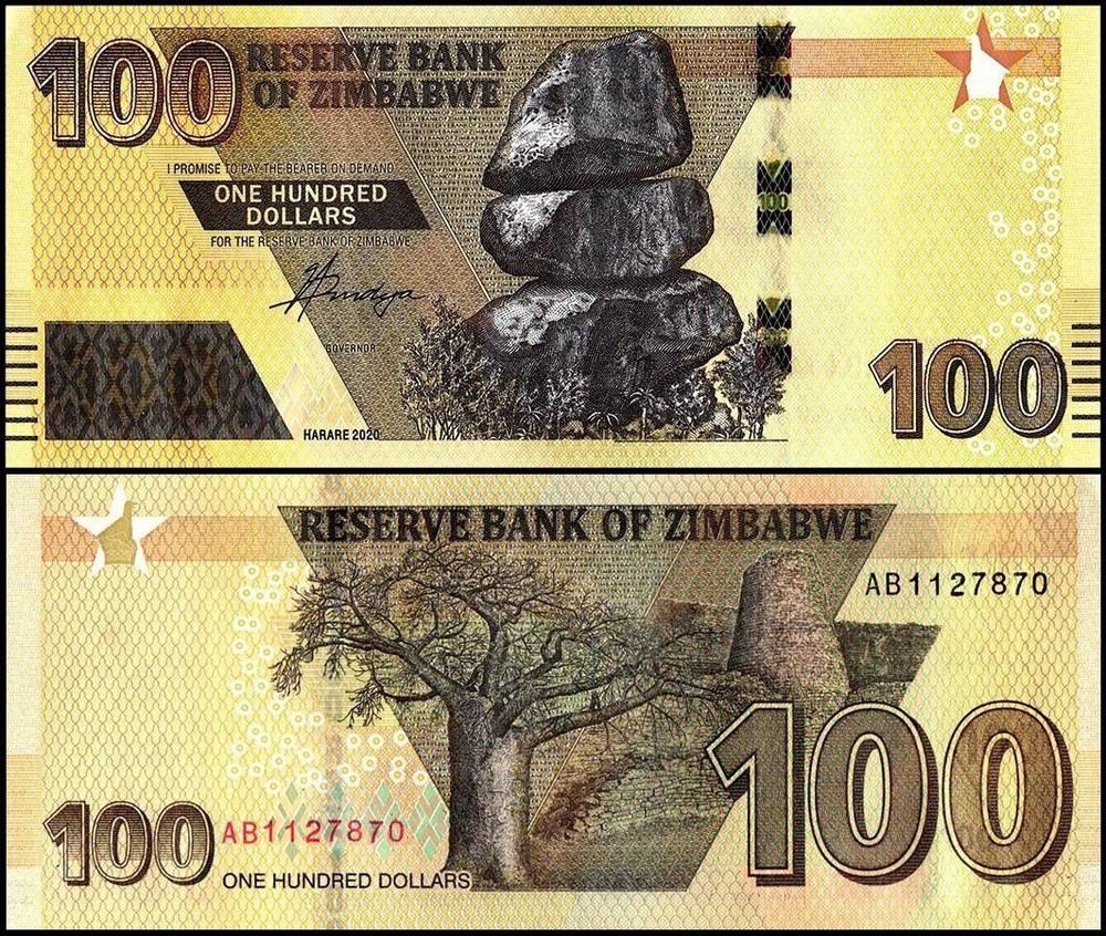 Zimbabwe 100 Dollars, 2020, P-106a, UNC