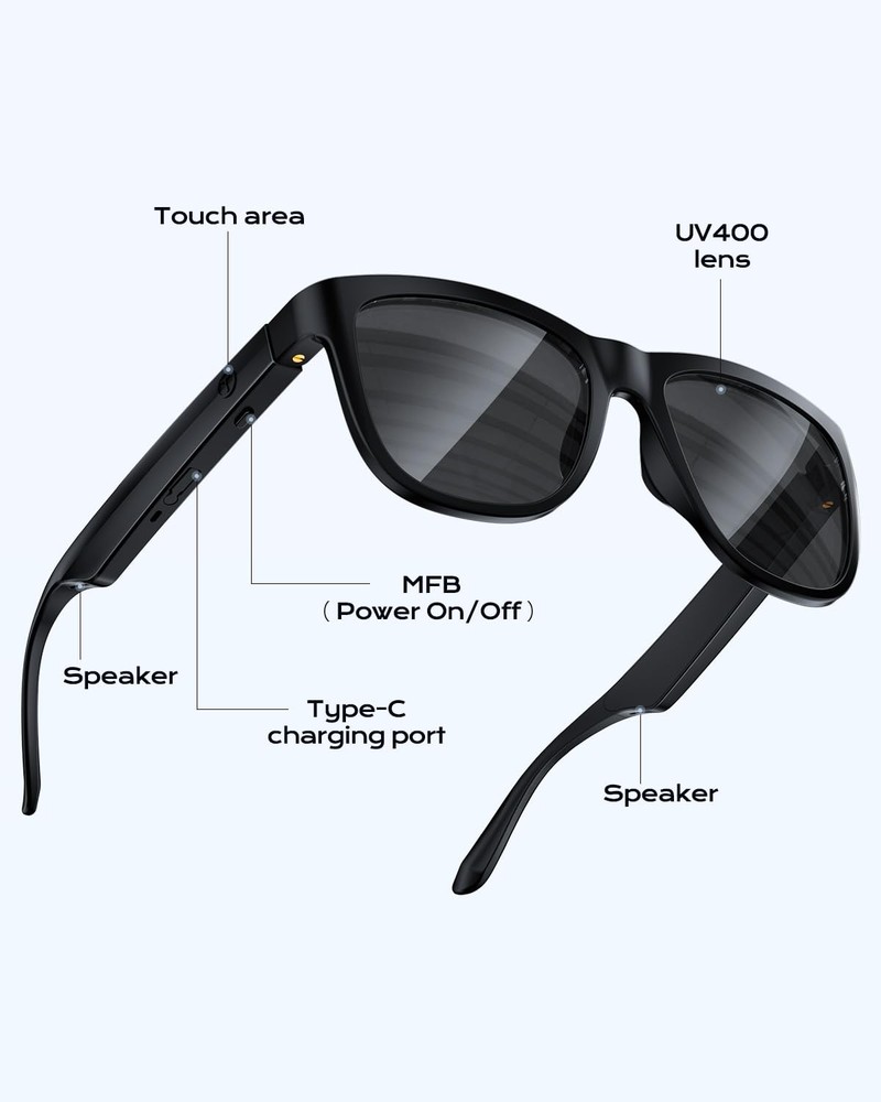 Lentes Inteligentes Gafas De Sol Con Altavoz Auriculares y Microfono Bluetooth