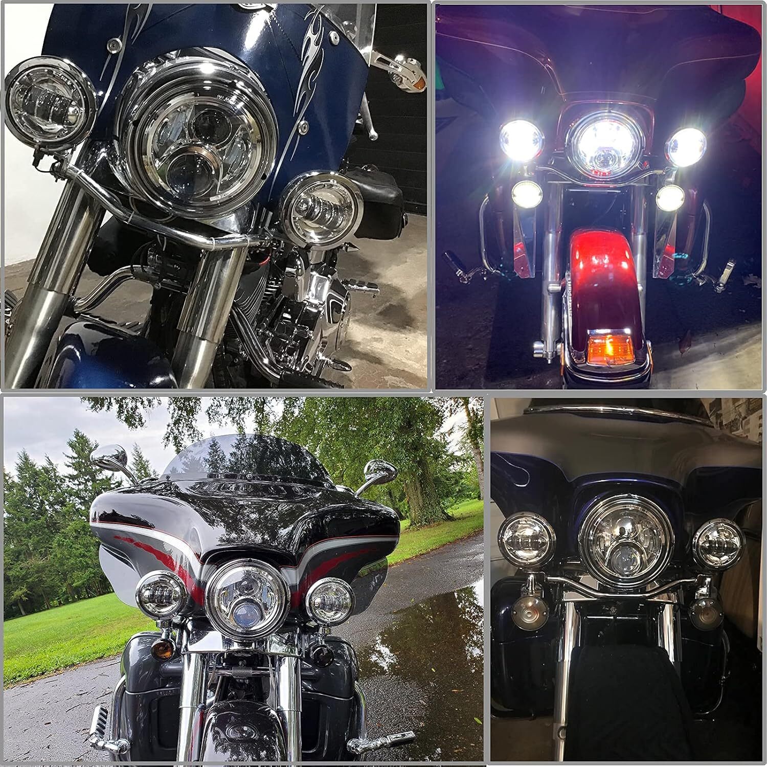 7 Inch 140W LED Headlight Hi/Lo + 2Pcs 4.5Inch 80W Fog Light for Harley Davidson