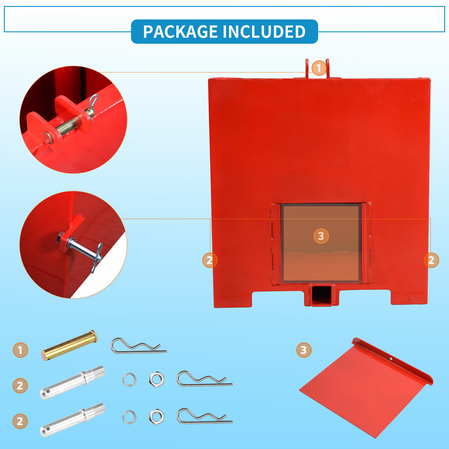 3 Point Ballast Box Mounted Category 1 Tractor Loader Counterweight Attachment