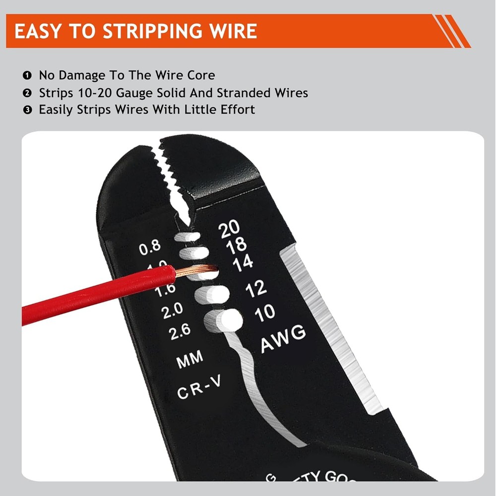 5-In-1 Wire Stripper Tool, 3rd Generation 7 INCH, Orange and Black