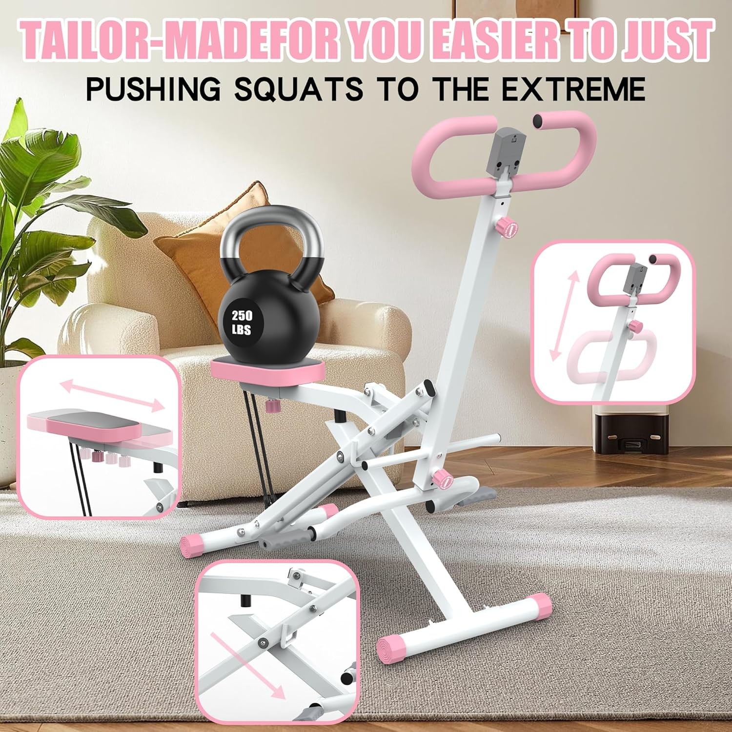 Squat Machine,Exercise Machine for Home,Foldable Ride Rowing for Botty Glutes Bu