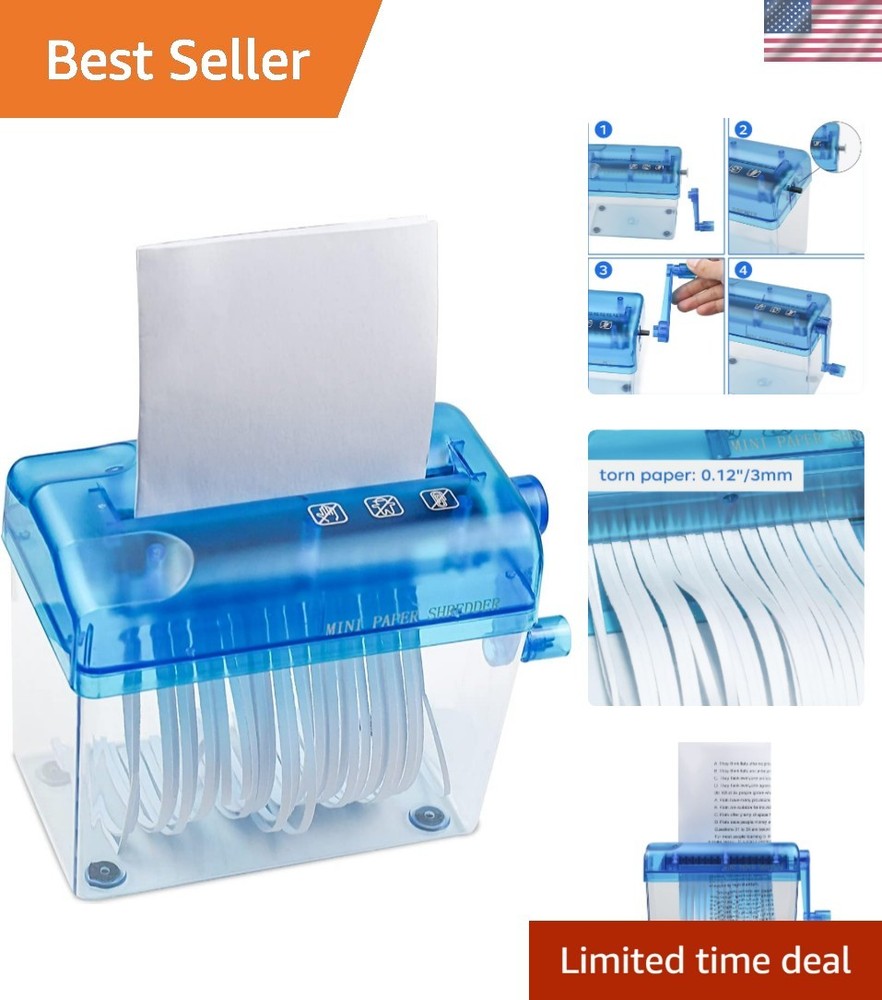 Lightweight Mini Shredder - Secure Manual Paper Cutter for Sensitive Documents