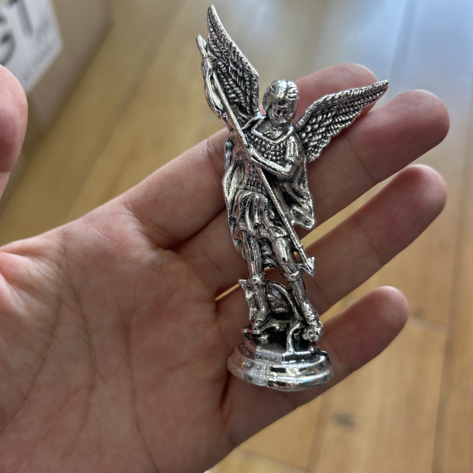 Mini 3" St. Michael Archangel Slaying Devil Figurine Statue