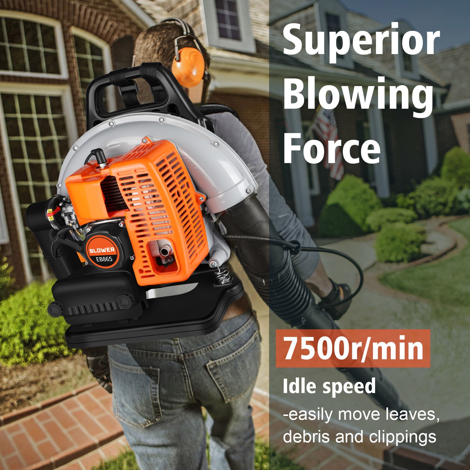 63CC Commercial Gas Leaf Blower Backpack Gas-powered Backpack Lawn Grass Blower