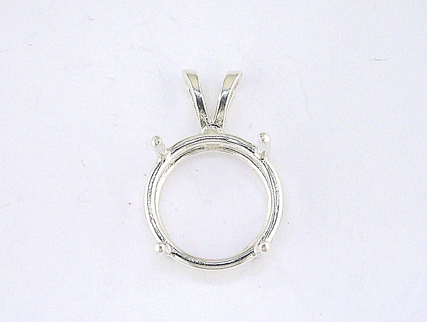 Round 4 Prong Wire Mount Pendant Setting Sterling Silver