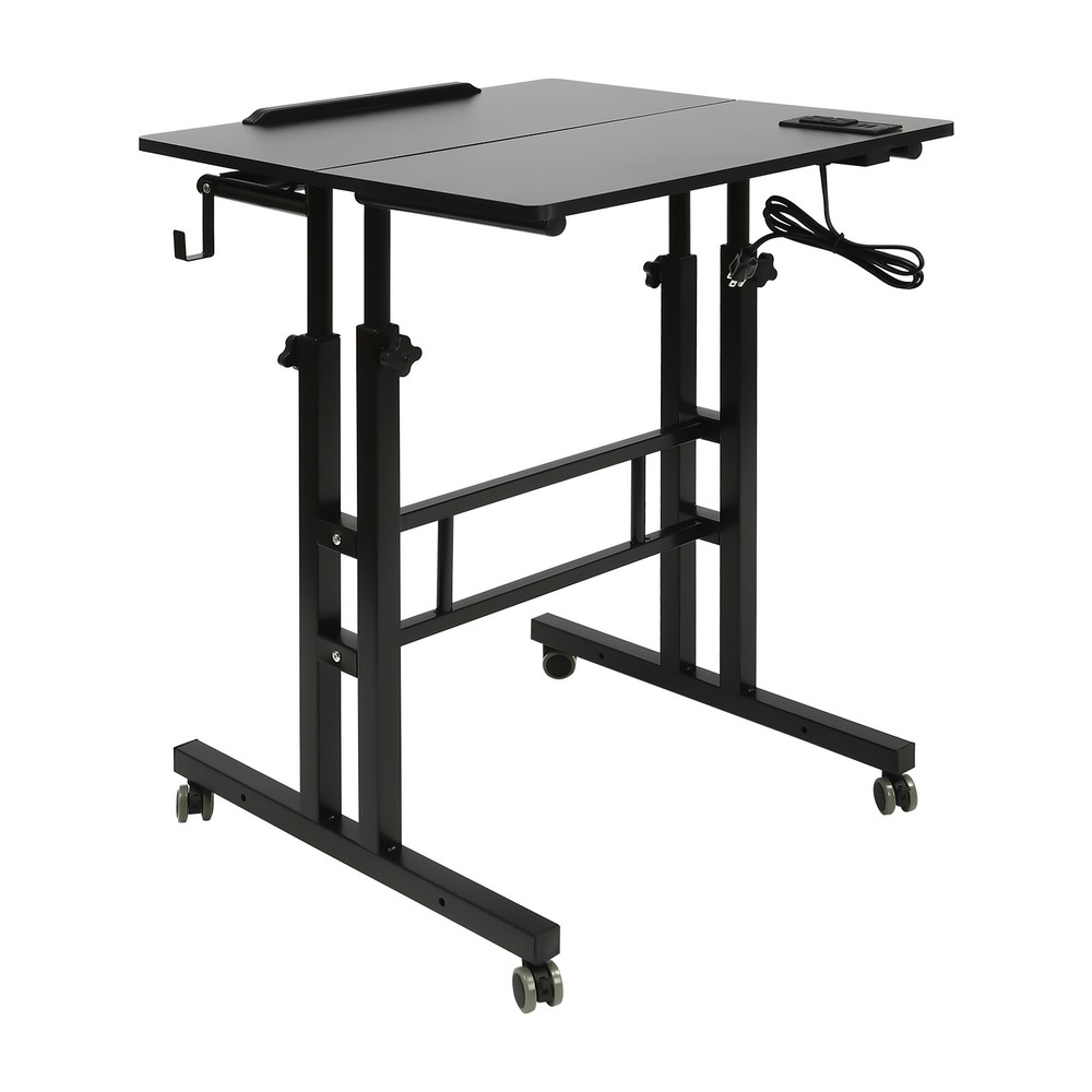 Mobile Stand up Desk Small Adjustable Standing Desk with Wheels Home Workstation