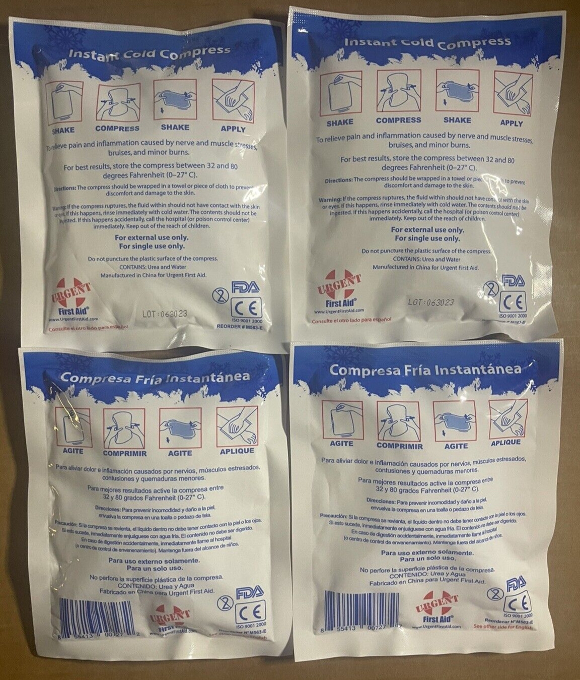 Instant Cold Packs, 5" x 6" (4" x 5" Cold Area) Disposable Cold Compresses 4PK